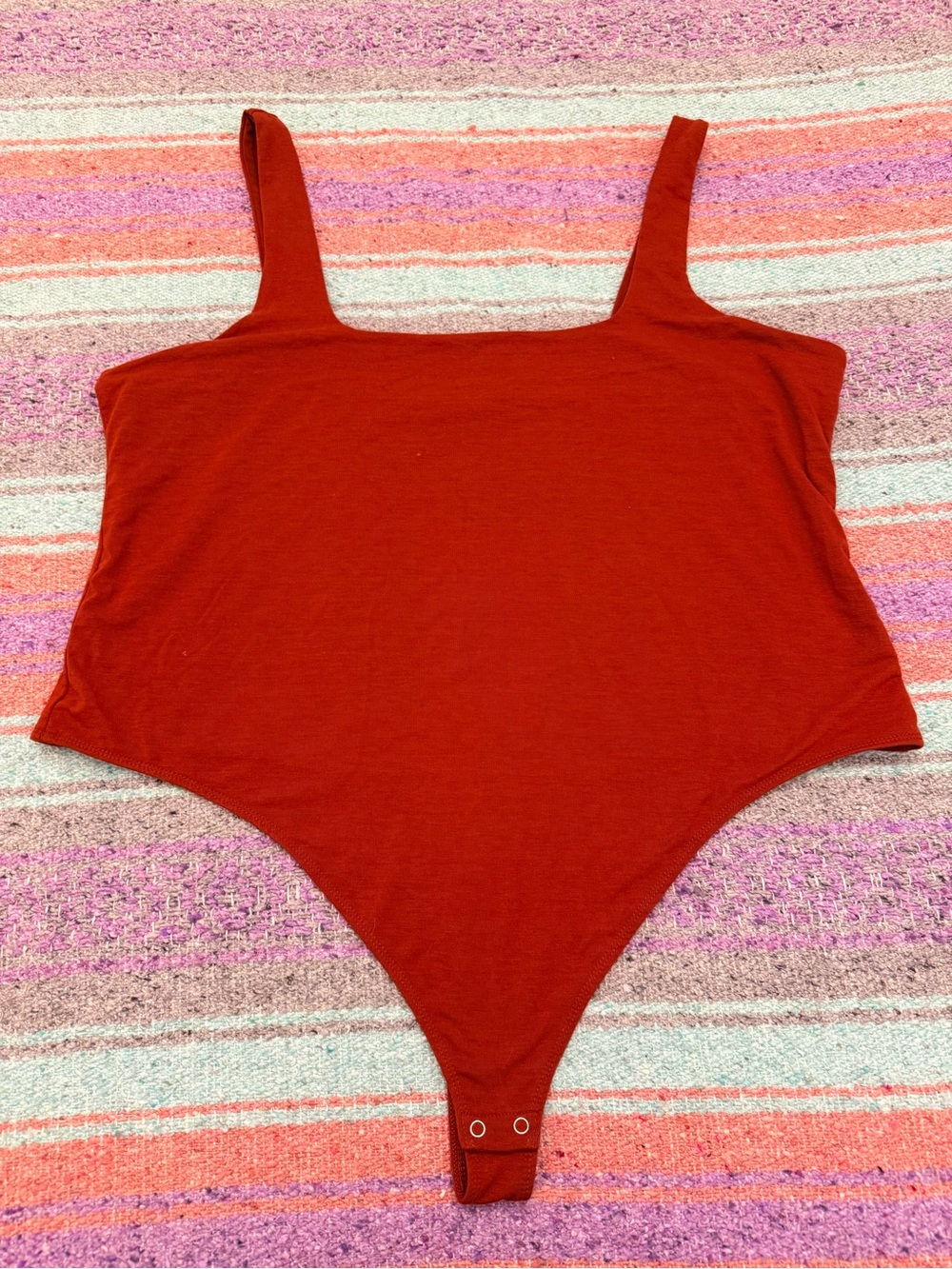 Good American Plus Size 4X Brick Red Square Neck Bodysuit Size 8